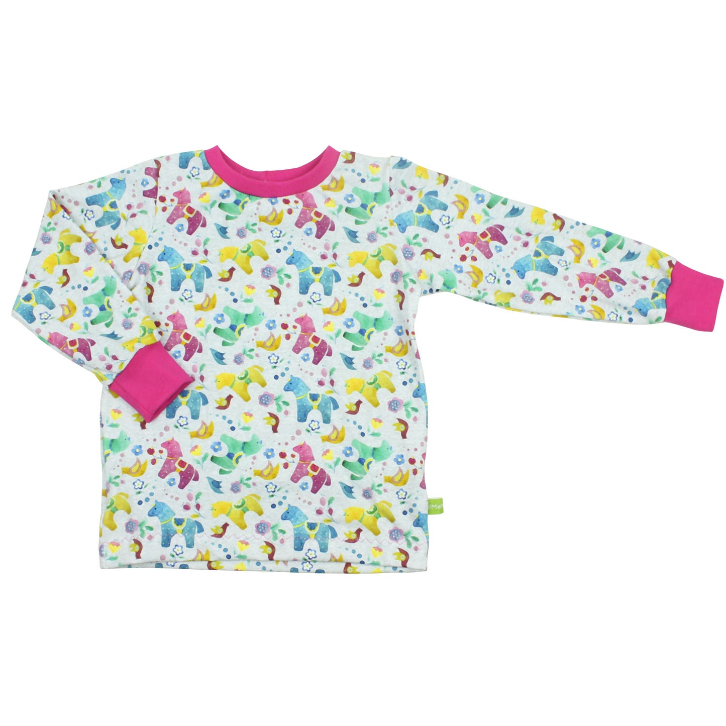 Kinder Basic Langarmshirt Bunte Pferde