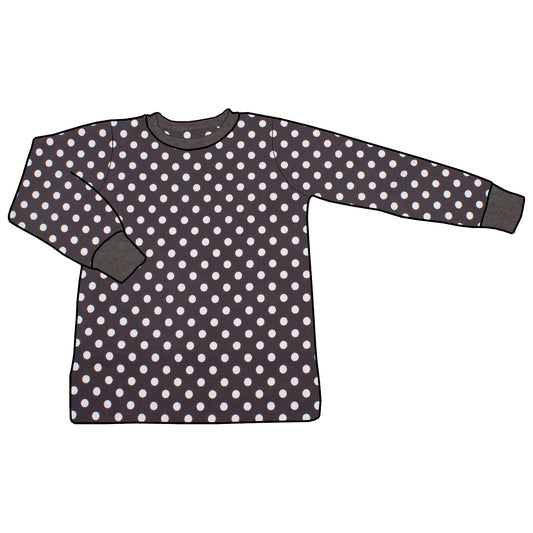 Kinder Basic Langarmshirt Punkte dunkelgrau