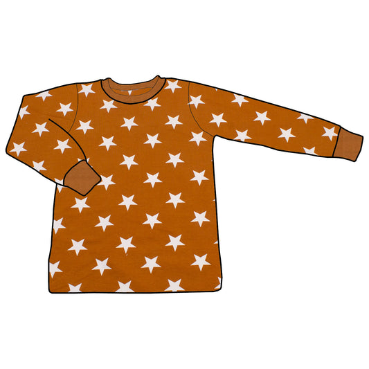 Kinder Basic Langarmshirt Sterne ocker