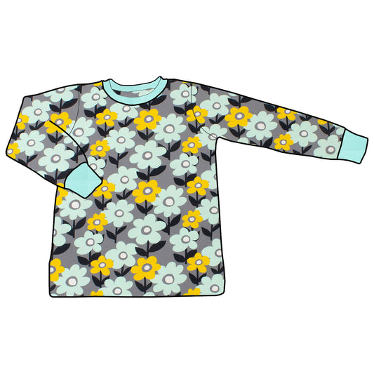 Kinder Basic Langarmshirt Retro Blumenwiese