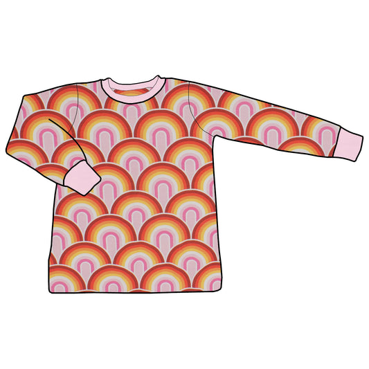 Kinder Basic Langarmshirt Regenbogen rosa