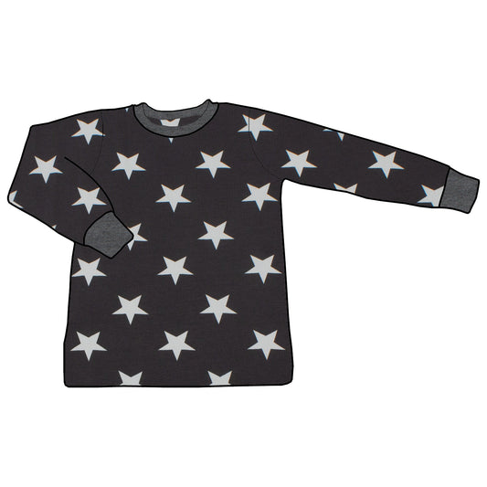 Kinder Basic Langarmshirt Sterne grau