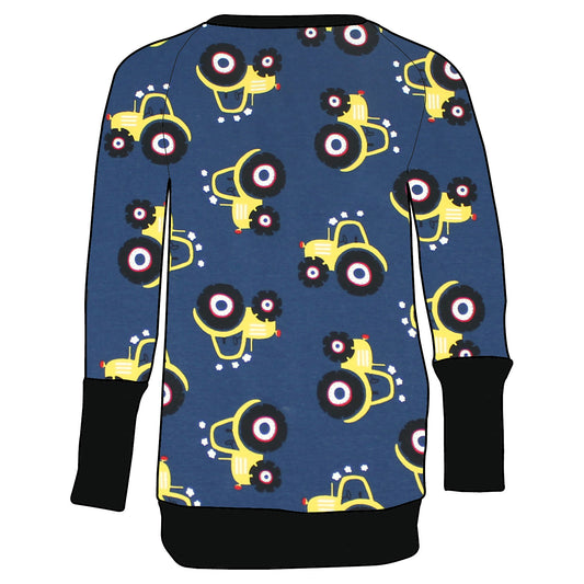 Kinder Retro Langarmshirt Trecker dunkelblau