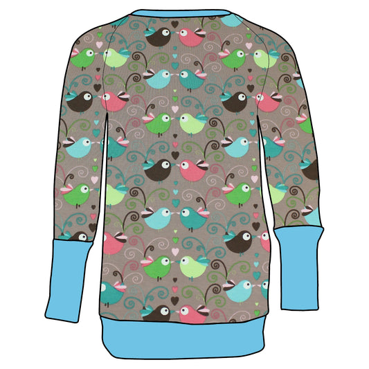 Kinder Retro Langarmshirt Bunte Vögel