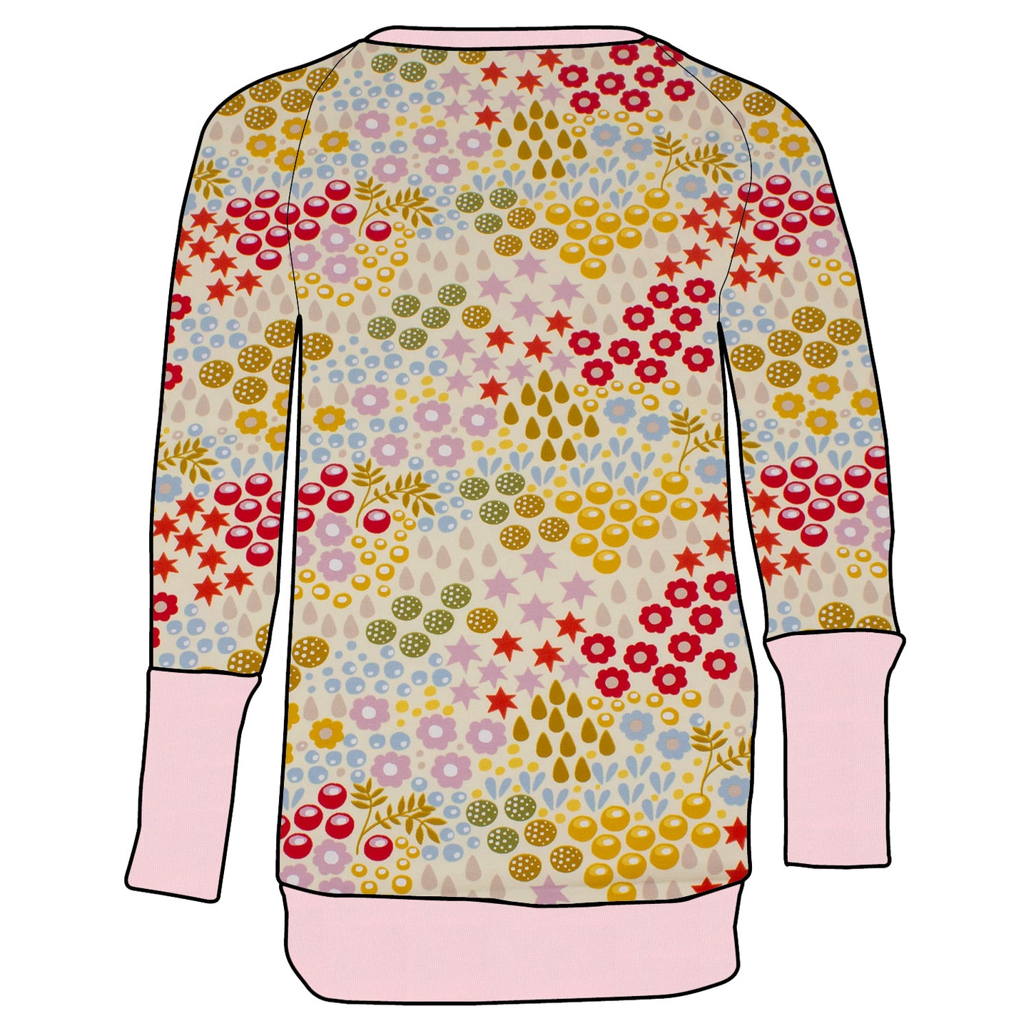 Kinder Retro Langarmshirt Retro Blumenwiese creme
