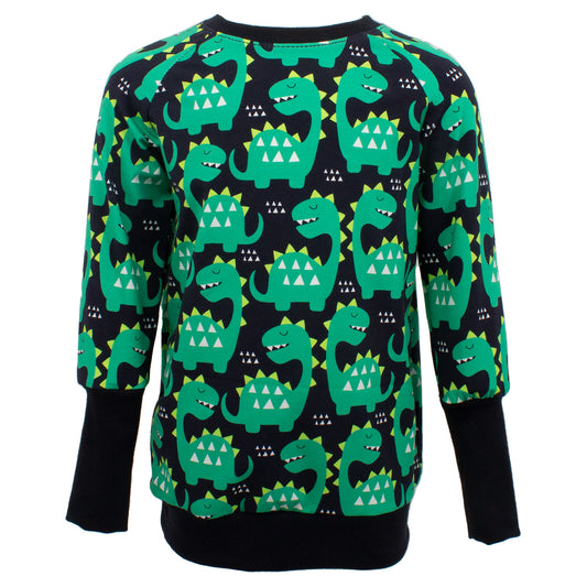 Kinder Retro Langarmshirt Grüne Dinosaurier