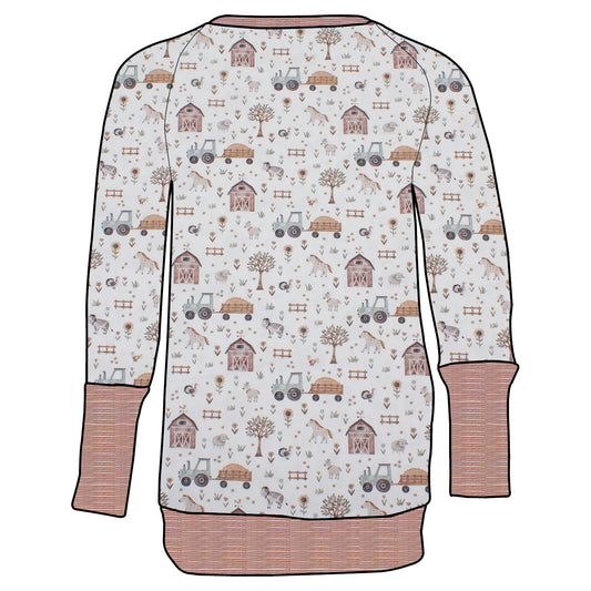 Kinder Retro Langarmshirt Der Bauernhof