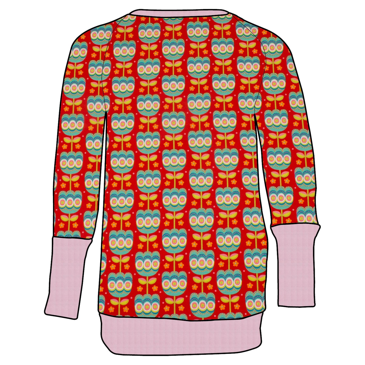 Kinder Retro Langarmshirt Retro Tulpen rot