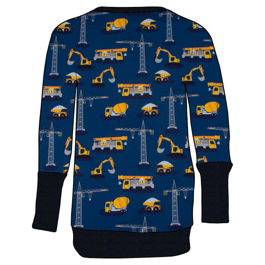 Kinder Retro Langarmshirt Bagger Kran Laster