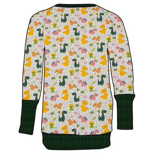 Kinder Retro Langarmshirt Dinoland Rosa