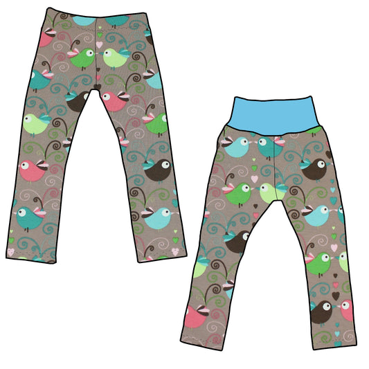 Kinder Leggings Skinny Hose Bunte Vögel