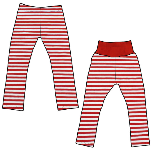 Kinder Leggings Skinny Hose Rote Ringel