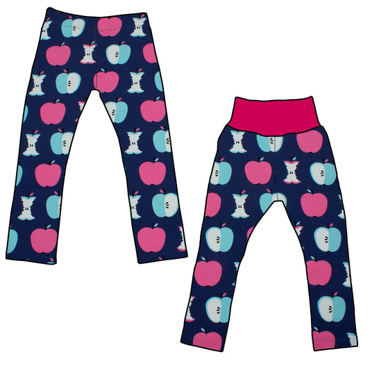 Kinder Leggings Skinny Hose Äpfel dunkelblau
