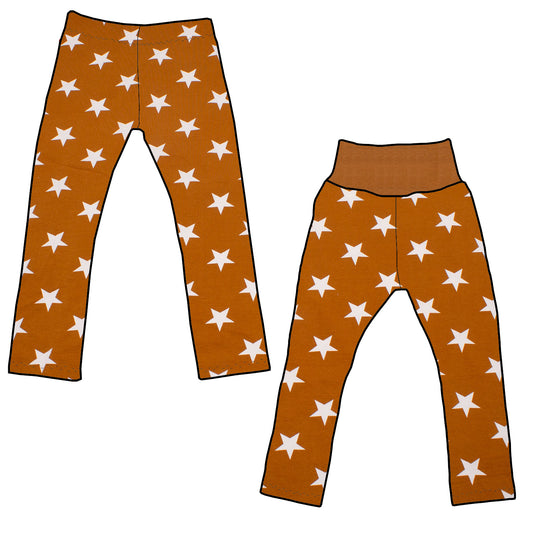Kinder Leggings Skinny Hose Sterne ocker