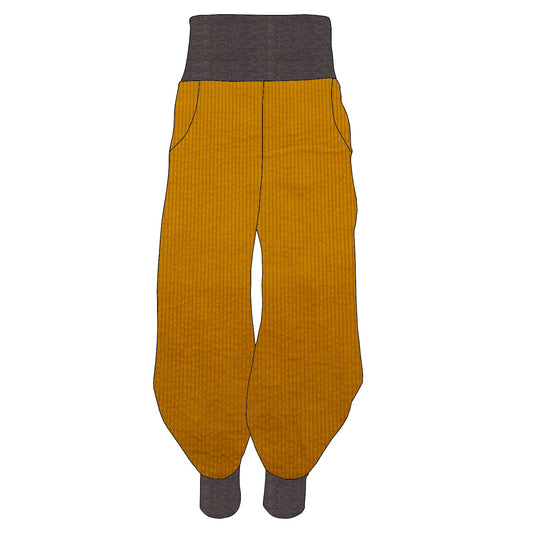 Damen Pumphose Yogahose Cord Senf
