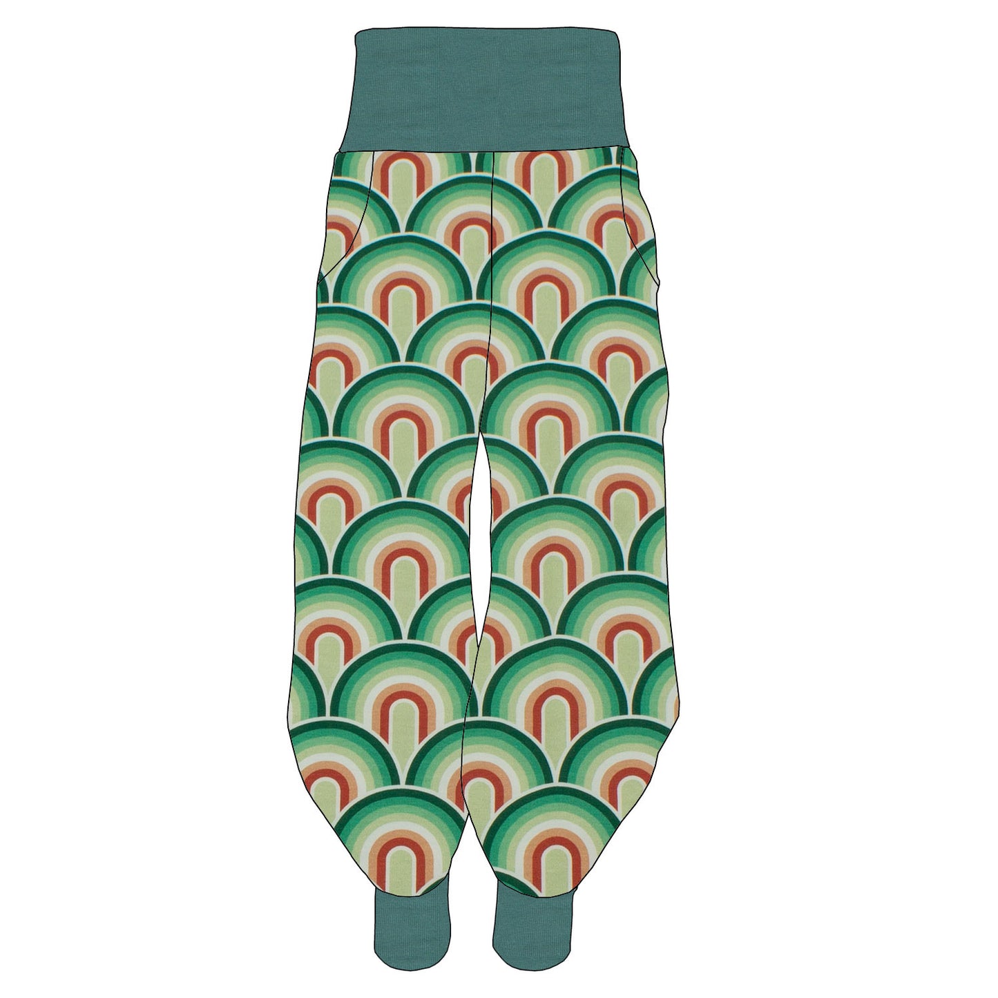 Damen Pumphose Yogahose Regenbogen grün