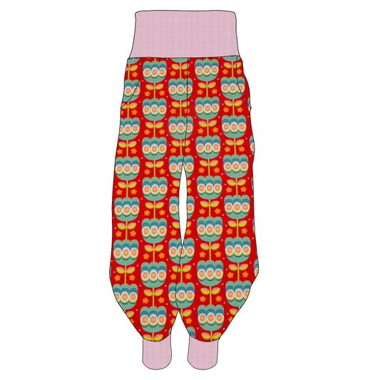 Kinder Pumphose Retro Tulpen rot