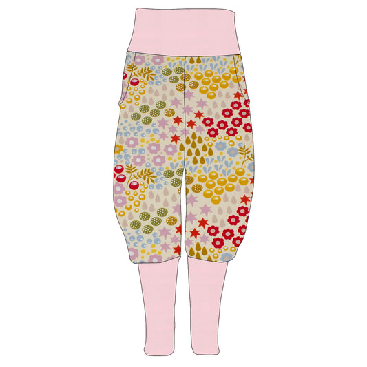 Kinder Knickerbocker Retro Blumenwiese creme