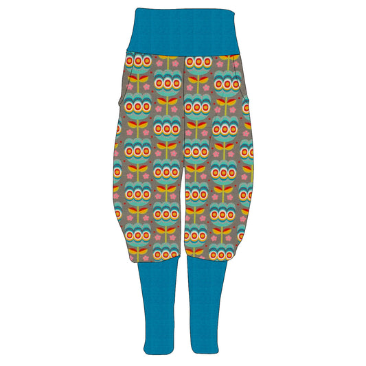 Damen Knickerbocker Retro Tulpen grau