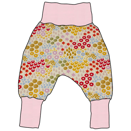 Kinder Mitwachshose Retro Blumenwiese creme