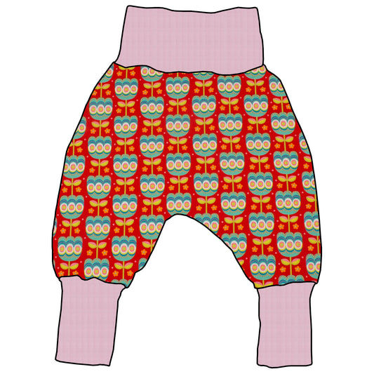 Kinder Mitwachshose Retro Tulpen rot