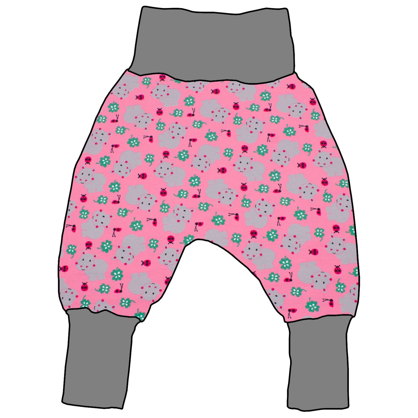 Kinder Mitwachshose Nilpferd rosa