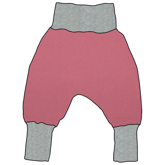 Kinder Mitwachshose Musselin Rosa
