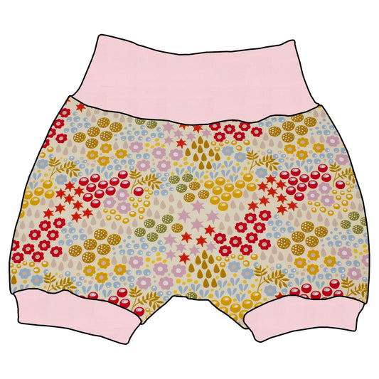 Kinder Shorts Retro Blumenwiese creme
