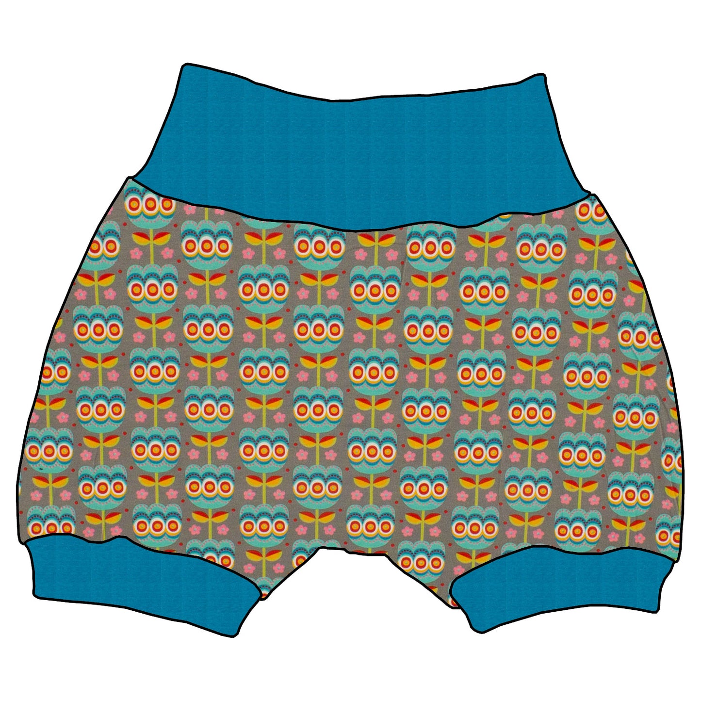 Kinder Shorts Retro Tulpen grau