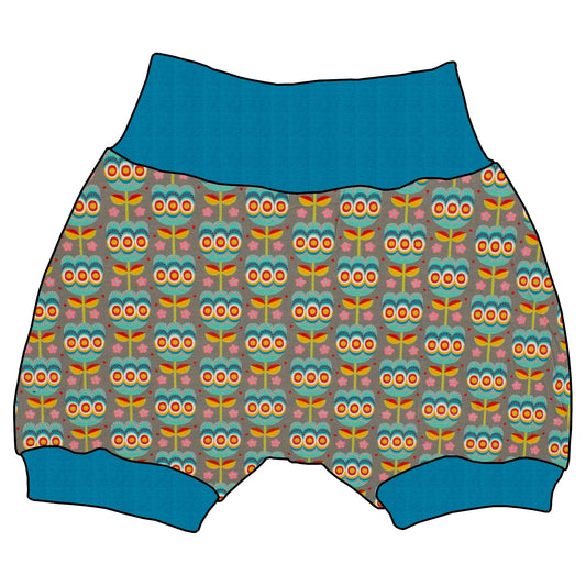 Kinder Shorts Retro Tulpen grau