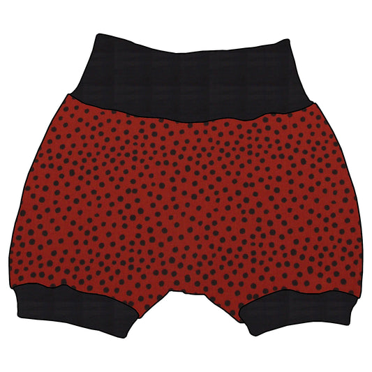 Kinder Shorts Musselin Punkte schwarz terracotta