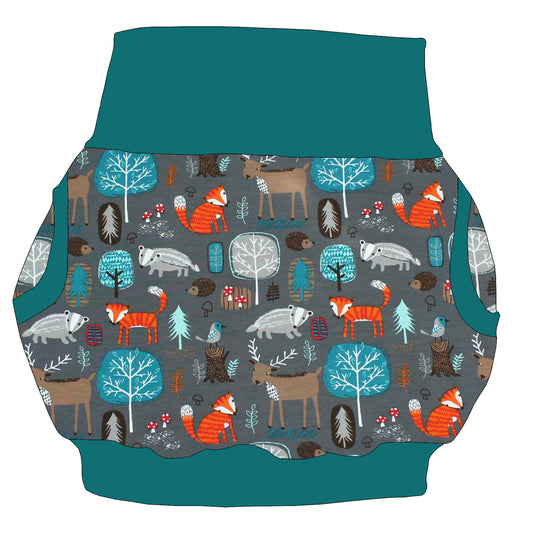Damen Ballonrock Waldtiere grau