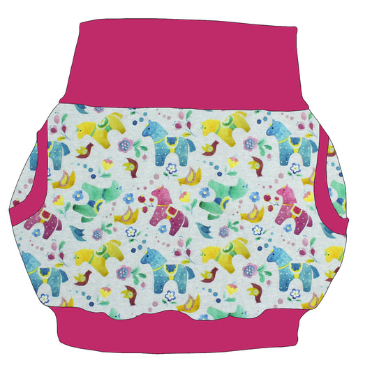 Damen Ballonrock Bunte Pferde