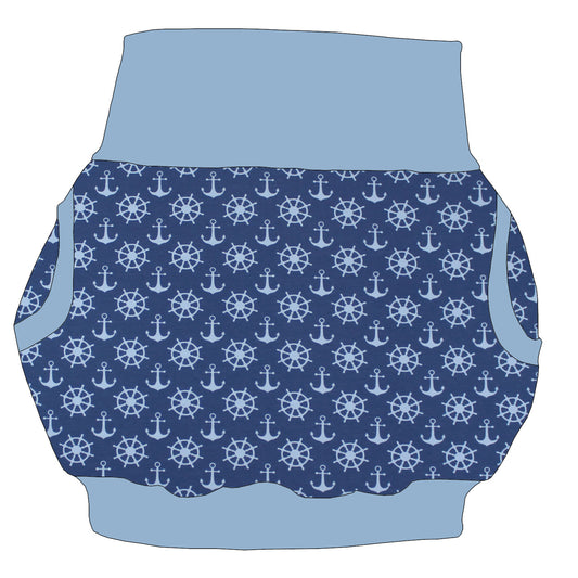 Damen Ballonrock Anker Steuerrad blau