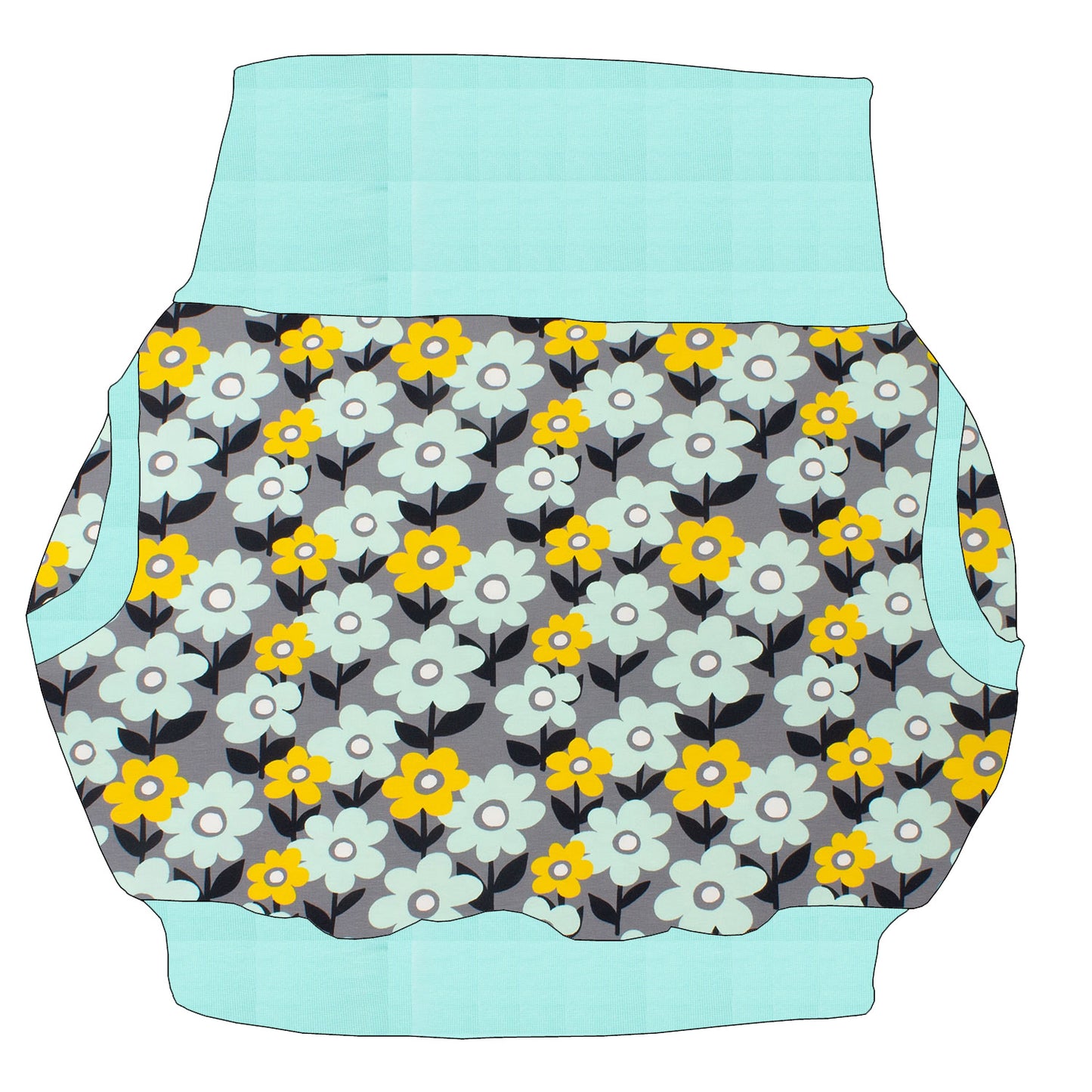 Damen Ballonrock Retro Blumenwiese