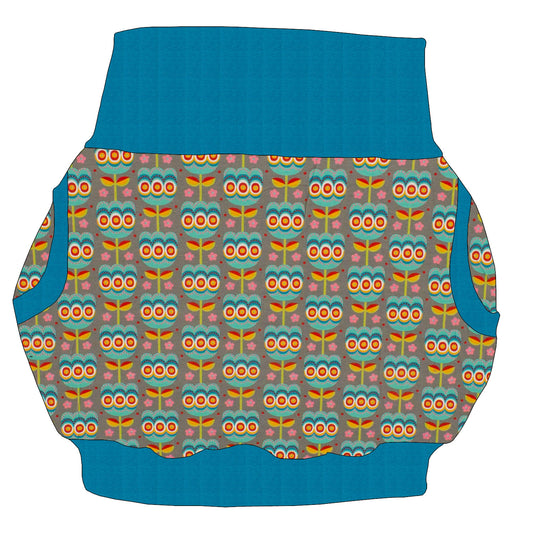 Damen Ballonrock Retro Tulpen grau