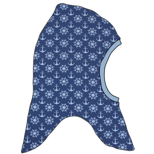 Kinder Schalmütze Schlupfmütze Anker Steuerrad blau