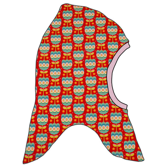 Kinder Schalmütze Schlupfmütze Retro Tulpen rot