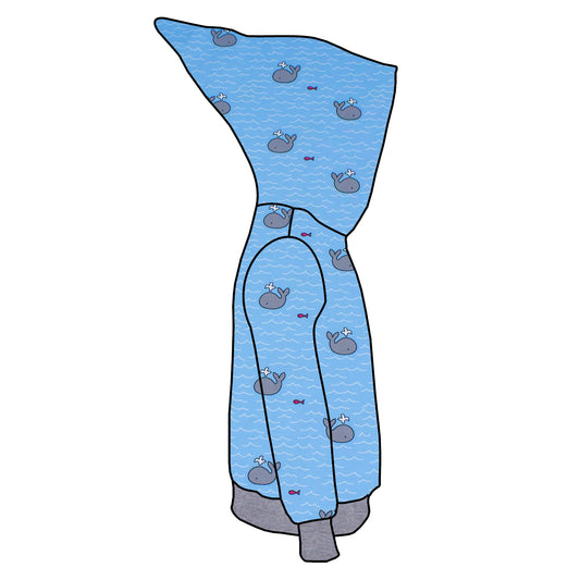 Kinder Zipfelhoodie Kleiner Wal hellblau
