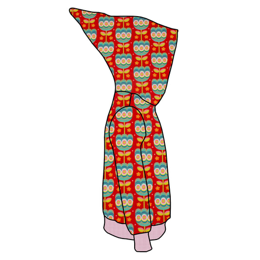 Kinder Zipfelhoodie Retro Tulpen rot