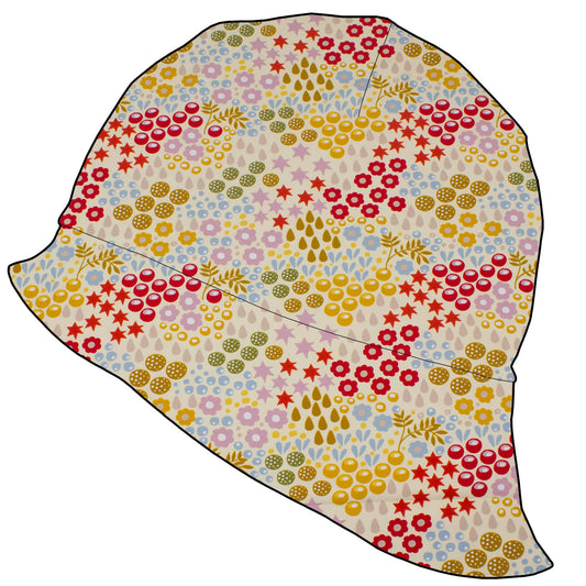 Kinder Sonnenhut / Sommerhut Retro Blumenwiese creme
