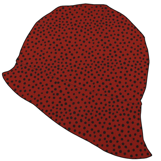 Kinder Sonnenhut / Sommerhut Musselin Punkte schwarz terracotta