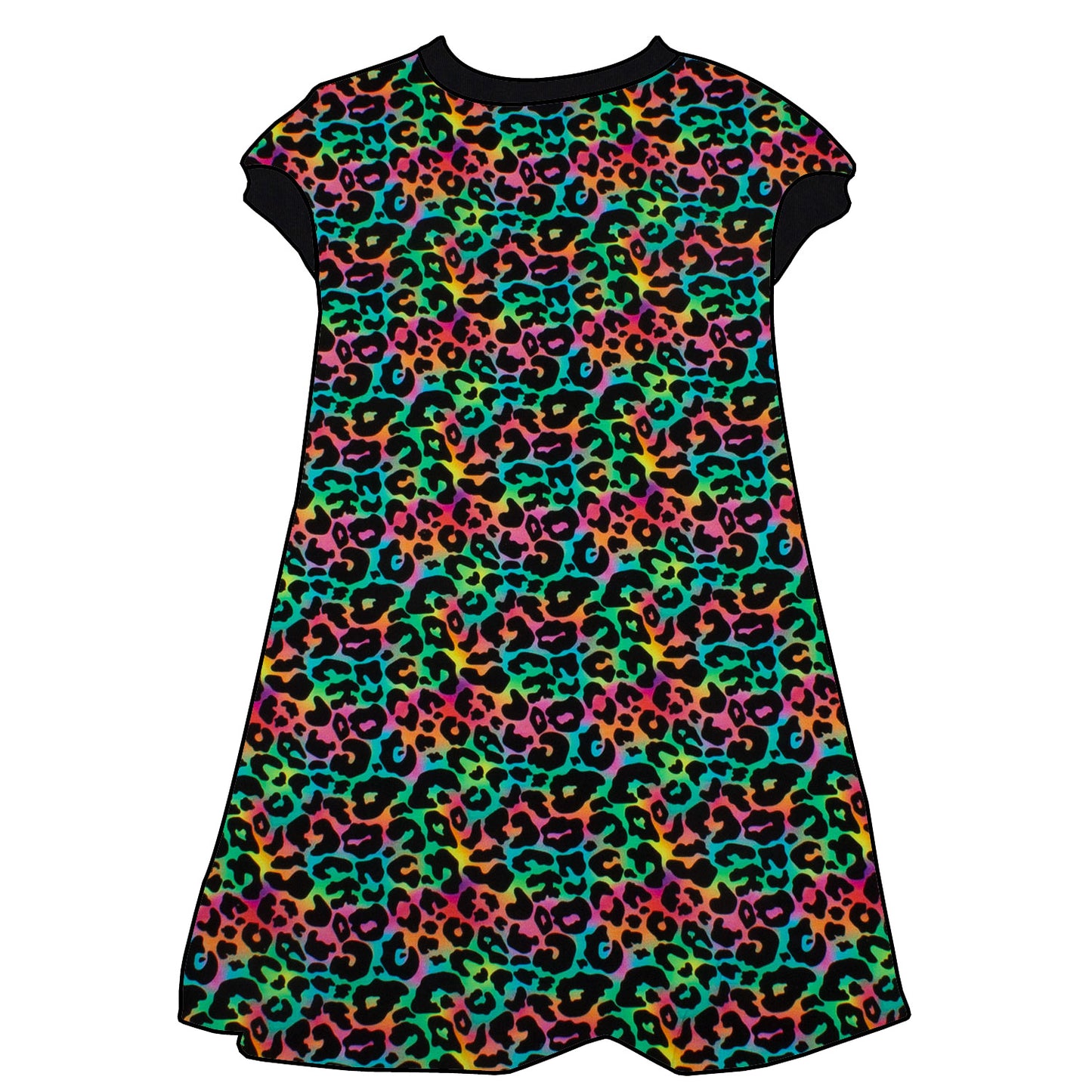 Kinder Tunikakleid / Kurzarmkleid Leo Regenbogenfarben