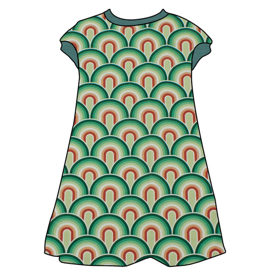 Kinder Tunikakleid / Kurzarmkleid Regenbogen grün