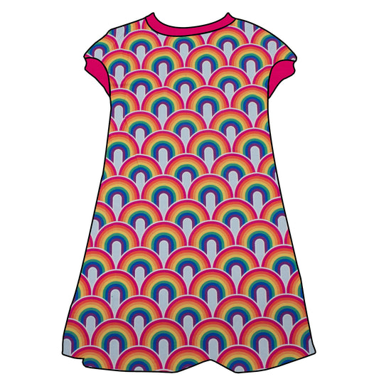 Kinder Tunikakleid / Kurzarmkleid Regenbogen bunt