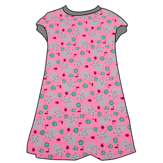 Kinder Tunikakleid / Kurzarmkleid Nilpferd rosa