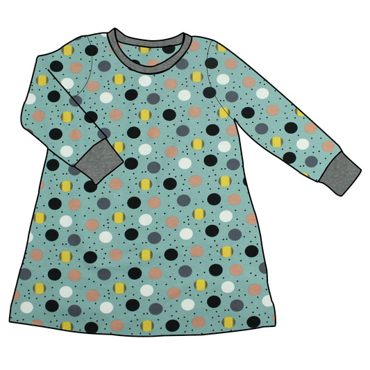 Kinder Basic Langarmkleid Retropunkte