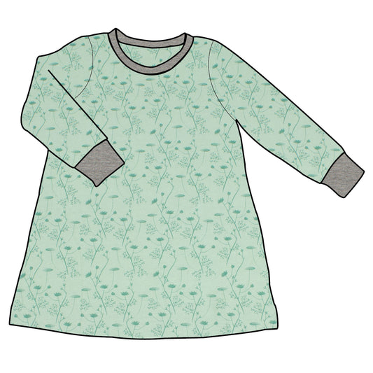 Kinder Basic Langarmkleid Zarte Blümchen