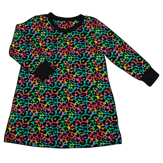 Kinder Basic Langarmkleid Leo Regenbogenfarben