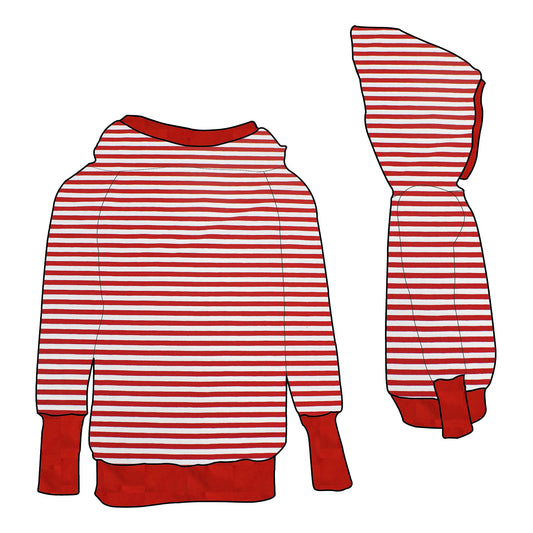 Kinder Retrohoodie Rote Ringel